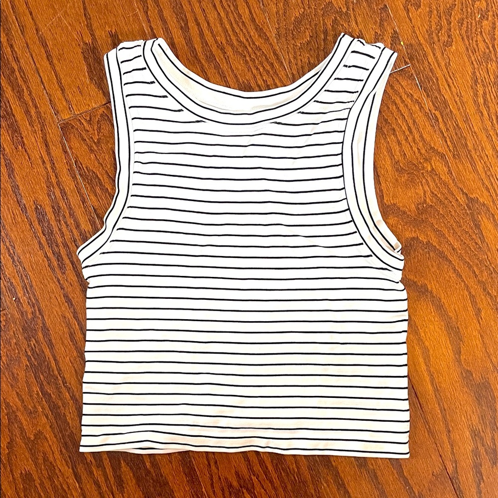 Aura Black and White Striped Top